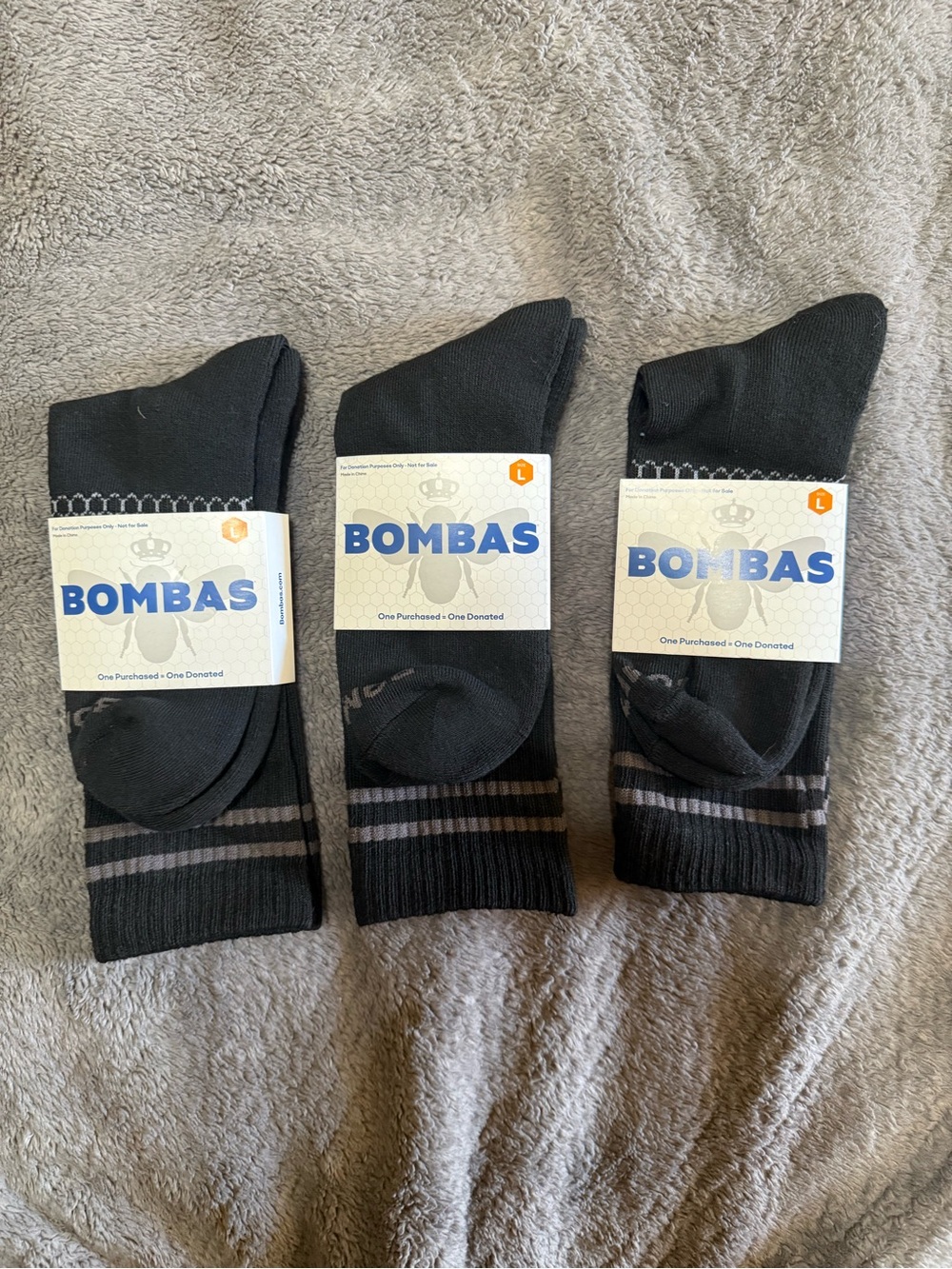 Bombas Socks Tech Crew 3 pack Women's/Mens Size Large Honeycomb Cushion Black
